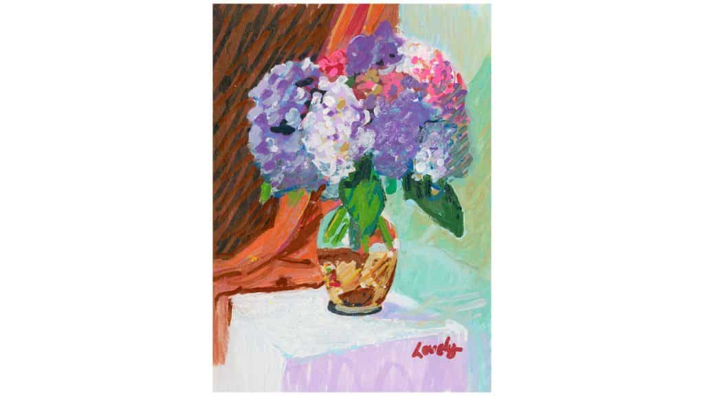 Hydrangeas in Vase with Shells